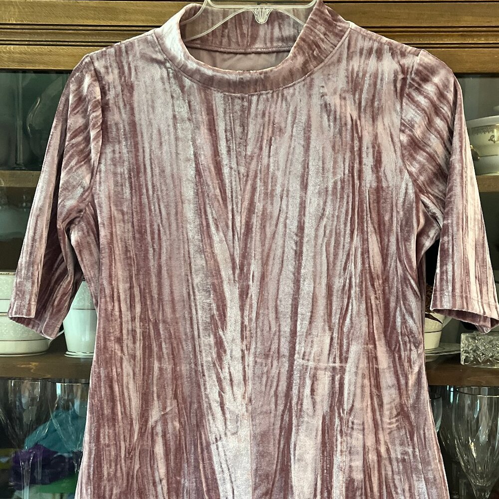 Pilcro by Anthropology SZ Small, S Pink Crushed Velvet Mock Turtleneck Top